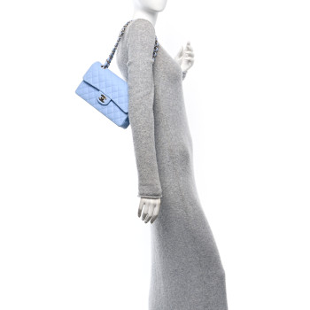 CHANEL Caviar Quilted Small Double Flap Light Blue CHANEL Caviar Quilted Small Double Flap Light Blue