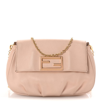 FENDI Vitello Flamingo Enamel Fendista Pouchette Crossbody Rosa Plaster