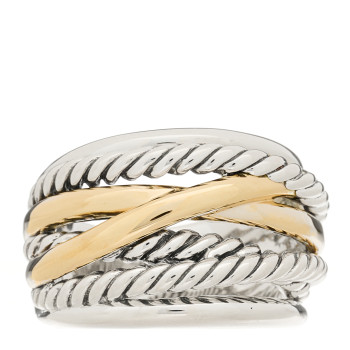 DAVID YURMAN Sterling Silver 14K Yellow Gold Wide Crossover Ring 54 7 DAVID YURMAN Sterling Silver 14K Yellow Gold Wide Crossover Ring 54 7