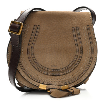 CHLOE Nubuck Calfskin Mini Marcie Round Crossbody Bag Greige CHLOE Nubuck Calfskin Mini Marcie Round Crossbody Bag Greige