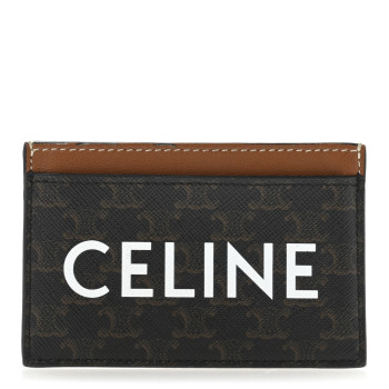 CELINE Triomphe Canvas Card Holder Tan CELINE Triomphe Canvas Card Holder Tan