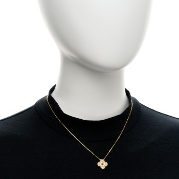 VAN CLEEF & ARPELS 18K Yellow Gold Diamond Vintage Alhambra Pendant Necklace