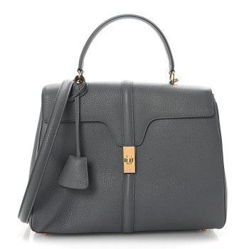CELINE Grained Calfskin Medium 16 Top Handle Bag Grey CELINE Grained Calfskin Medium 16 Top Handle Bag Grey