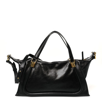 CHLOE Natural Shiny Calfskin Large Paraty 24 Bag Black CHLOE Natural Shiny Calfskin Large Paraty 24 Bag Black
