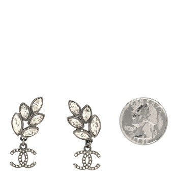 CHANEL Crystal Sparkling Wheat CC Drop Earrings Silver CHANEL Crystal Sparkling Wheat CC Drop Earrings Silver