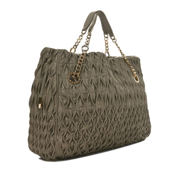 BULGARI Lambskin Pleated Monete Tote Bag Grey BULGARI Lambskin Pleated Monete Tote Bag Grey