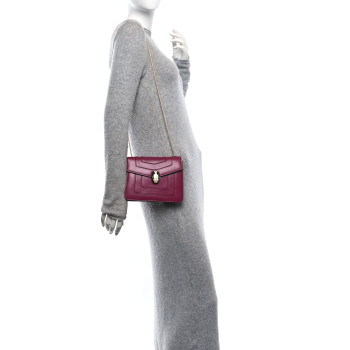 BULGARI Calfskin Small Serpenti Forever Snake Strap Crossbody Bag Plum BULGARI Calfskin Small Serpenti Forever Snake Strap Crossbody Bag Plum