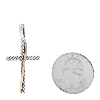 DAVID YURMAN Sterling Silver 18K Yellow Gold 35mm Crossover Cross Pendant DAVID YURMAN Sterling Silver 18K Yellow Gold 35mm Crossover Cross Pendant