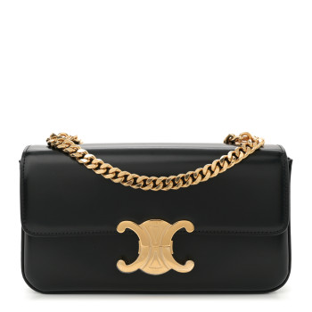 CELINE Shiny Calfskin Triomphe Chain Shoulder Bag Black CELINE Shiny Calfskin Triomphe Chain Shoulder Bag Black