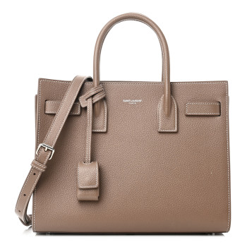 SAINT LAURENT Grained Calfskin Topstich Baby Sac De Jour Taupe SAINT LAURENT Grained Calfskin Topstich Baby Sac De Jour Taupe