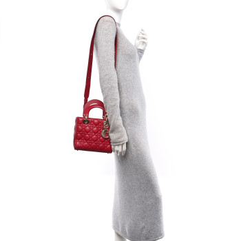 CHRISTIAN DIOR Lambskin Cannage Small My ABCDior Lady Dior Red