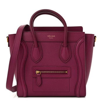 CELINE Drummed Calfskin Nano Luggage Plum CELINE Drummed Calfskin Nano Luggage Plum