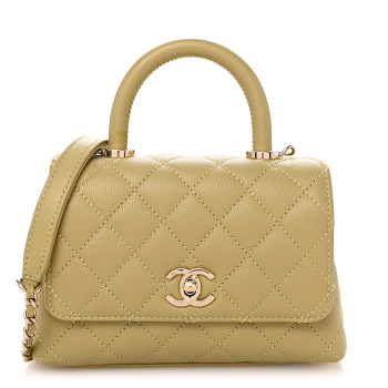 CHANEL Caviar Quilted Extra Mini Coco Handle Flap Light Green CHANEL Caviar Quilted Extra Mini Coco Handle Flap Light Green