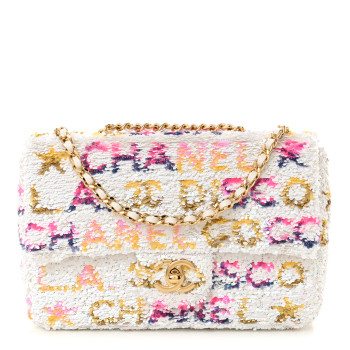 CHANEL Sequin Logo Mini Rectangular Flap White Multicolor White Multicolor CHANEL Sequin Logo Mini Rectangular Flap White Multicolor White Multicolor