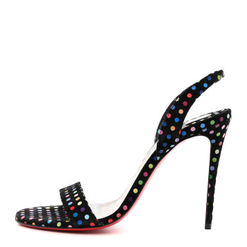 CHRISTIAN LOUBOUTIN Suede O Marylin Sandals Heels 37.5 Black Multicolor CHRISTIAN LOUBOUTIN Suede O Marylin Sandals Heels 37.5 Black Multicolor