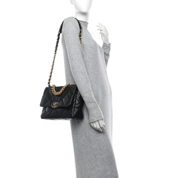 CHANEL Lambskin Quilted Large Chanel 19 Flap Black CHANEL Lambskin Quilted Large Chanel 19 Flap Black
