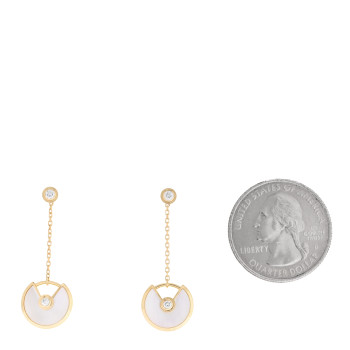 CARTIER 18K Yellow Gold Diamond Mother of Pearl Amulette de Cartier Drop Earrings