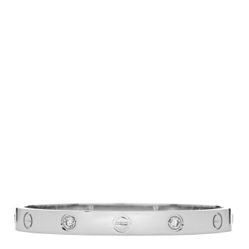 CARTIER 18K White Gold 4 Diamond Love Bracelet 16