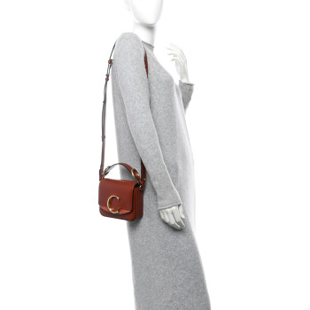 CHLOE Shiny Calfskin Suede Mini C Bag Sepia Brown CHLOE Shiny Calfskin Suede Mini C Bag Sepia Brown