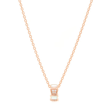 BULGARI 18K Rose Gold Diamond Mother of Pearl Serpenti Viper Pendant Necklace BULGARI 18K Rose Gold Diamond Mother of Pearl Serpenti Viper Pendant Necklace