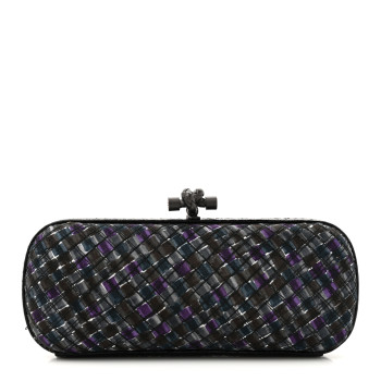BOTTEGA VENETA Satin Intreccio Impero Ayers Stretch Knot Clutch Purple Black Multicolor BOTTEGA VENETA Satin Intreccio Impero Ayers Stretch Knot Clutch Purple Black Multicolor