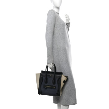 CELINE Canvas Smooth Calfskin Micro Tri-Color Luggage Navy Blue CELINE Canvas Smooth Calfskin Micro Tri-Color Luggage Navy Blue