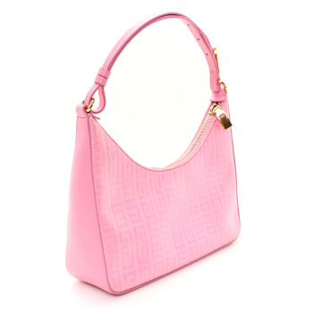 GIVENCHY Coated Canvas Logo 4G Embossed Small Moon Cut Out Shoulder Bag Pink GIVENCHY Coated Canvas Logo 4G Embossed Small Moon Cut Out Shoulder Bag Pink