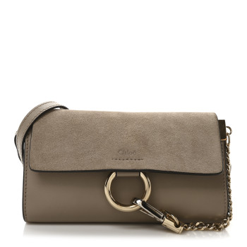 CHLOE Suede Calfskin Mini Faye Shoulder Bag Motty Grey CHLOE Suede Calfskin Mini Faye Shoulder Bag Motty Grey