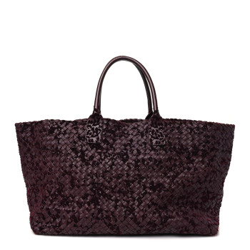 BOTTEGA VENETA Nappa Velours Intrecciato Large Cabat Bordeaux BOTTEGA VENETA Nappa Velours Intrecciato Large Cabat Bordeaux