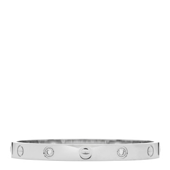CARTIER 18K White Gold 4 Diamond Love Bracelet 16