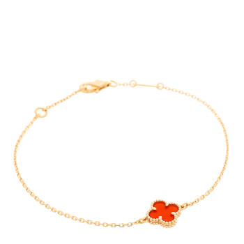 VAN CLEEF & ARPELS 18K Rose Gold Carnelian Sweet Alhambra Bracelet