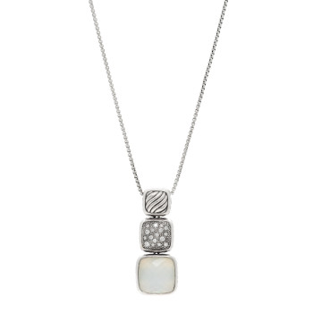 DAVID YURMAN Sterling Silver Diamond Moon Quartz Chiclet Triple Drop Necklace DAVID YURMAN Sterling Silver Diamond Moon Quartz Chiclet Triple Drop Necklace