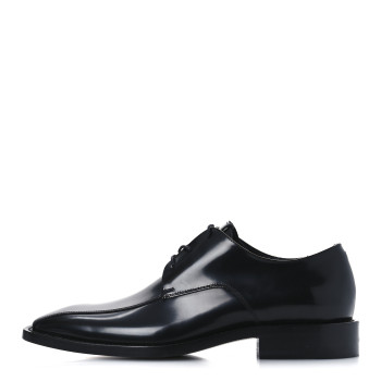 BALENCIAGA Calfskin Mens Square Toe Derby Shoes 40 Black