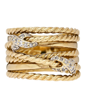 DAVID YURMAN 18K Yellow Gold Diamond Double X Crossover Ring 49 4.75 DAVID YURMAN 18K Yellow Gold Diamond Double X Crossover Ring 49 4.75