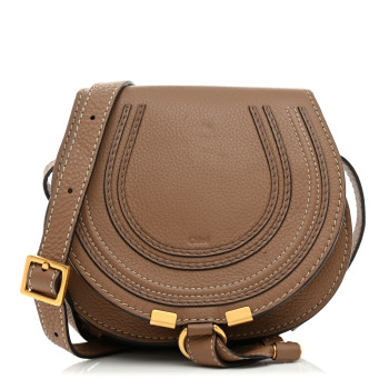CHLOE Grained Calfskin Small Marcie Saddle Bag Nut CHLOE Grained Calfskin Small Marcie Saddle Bag Nut