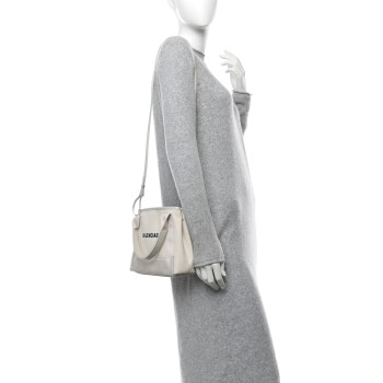 BALENCIAGA Cotton Canvas Calfskin Navy Cabas XS Natural