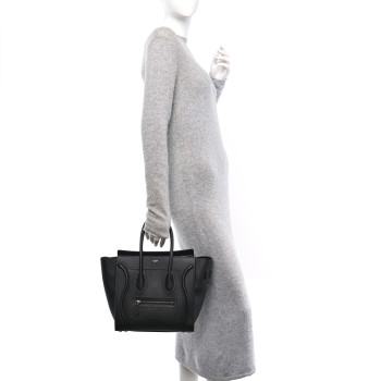 CELINE Drummed Calfskin Micro Luggage Black CELINE Drummed Calfskin Micro Luggage Black