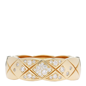 CHANEL 18K Yellow Gold Diamond Small Coco Crush Ring 58 8.5 CHANEL 18K Yellow Gold Diamond Small Coco Crush Ring 58 8.5