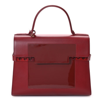 DELVAUX Calfskin Patent Calfskin GM Tempete Satchel Red