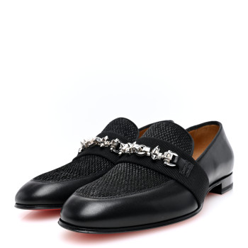 CHRISTIAN LOUBOUTIN Calfskin Mens Penny Flat Loafers 7 Silver Black CHRISTIAN LOUBOUTIN Calfskin Mens Penny Flat Loafers 7 Silver Black