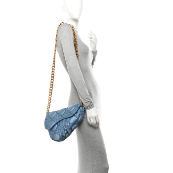 CHRISTIAN DIOR X ERL Satin Cannage Micro Venice Saddle Bag Blue