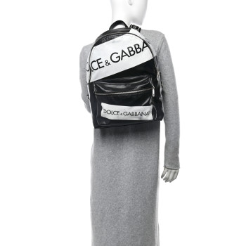 DOLCE & GABBANA Calfskin Coated Canvas Vulcano Backpack Black DOLCE & GABBANA Calfskin Coated Canvas Vulcano Backpack Black