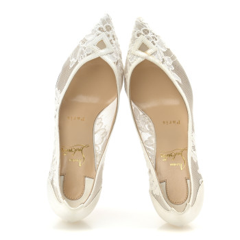 CHRISTIAN LOUBOUTIN Lace Satin Neoalto 85 Pumps 37 Latte CHRISTIAN LOUBOUTIN Lace Satin Neoalto 85 Pumps 37 Latte