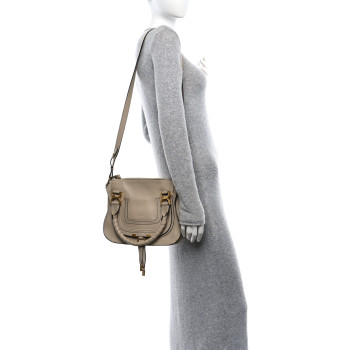 CHLOE Calfskin Small Marcie Satchel Root Beige CHLOE Calfskin Small Marcie Satchel Root Beige