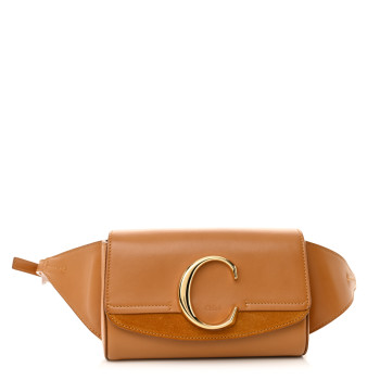 CHLOE Calfskin Suede C Belt Bag Tan CHLOE Calfskin Suede C Belt Bag Tan