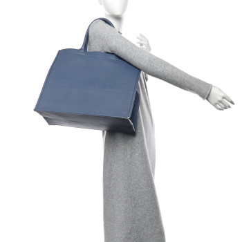 CHRISTIAN DIOR Calfskin Embossed Large Book Tote Blue