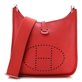 HERMES Taurillon Clemence Evelyne III PM Rouge Tomate HERMES Taurillon Clemence Evelyne III PM Rouge Tomate