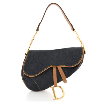 CHRISTIAN DIOR Denim Calfskin Saddle Bag Blue