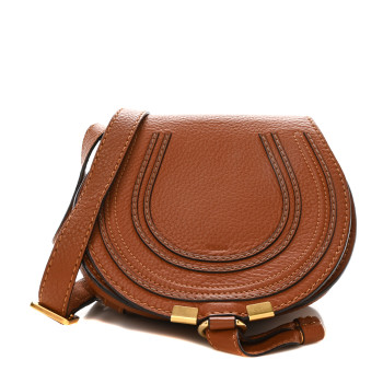 CHLOE Calfskin Mini Marcie Round Crossbody Bag Tan CHLOE Calfskin Mini Marcie Round Crossbody Bag Tan