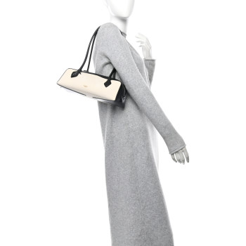 ALAIA Canvas Calfskin Medium Le Teckel Bag Ecru